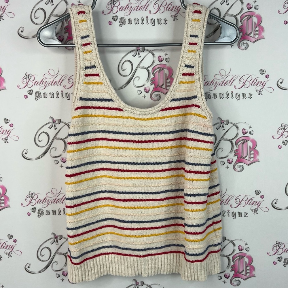 Madewell tank top knit striped multicolor knitted boho Striped Tank Top